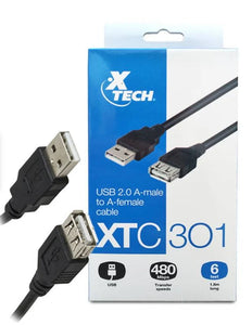 Cable USB 2.0 A-macho A Hembra  XTC-301